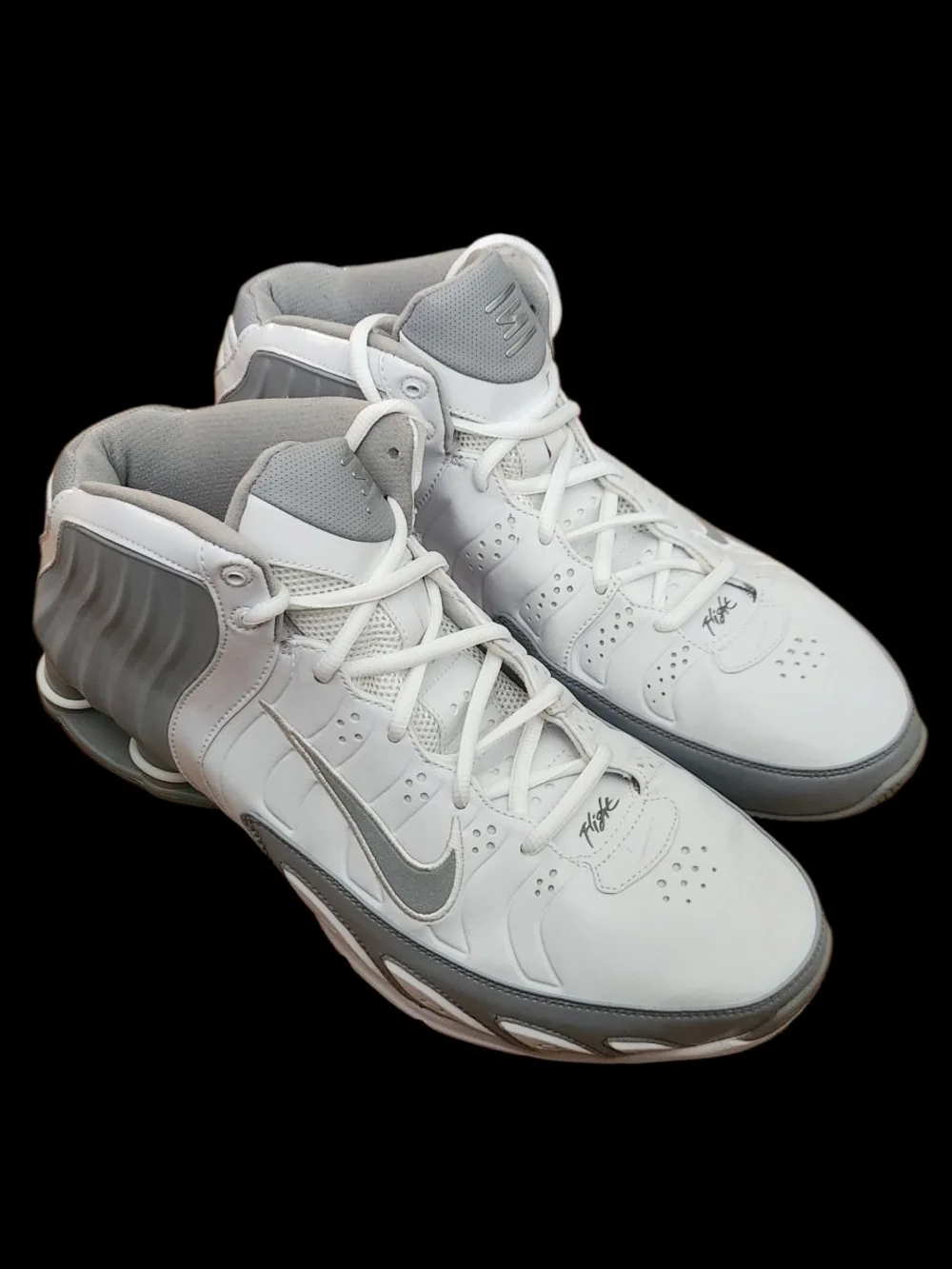 Nike Shox Zoom Flight 2005 311240-103 Basketball Hi White Silver Shoes Sz US 12